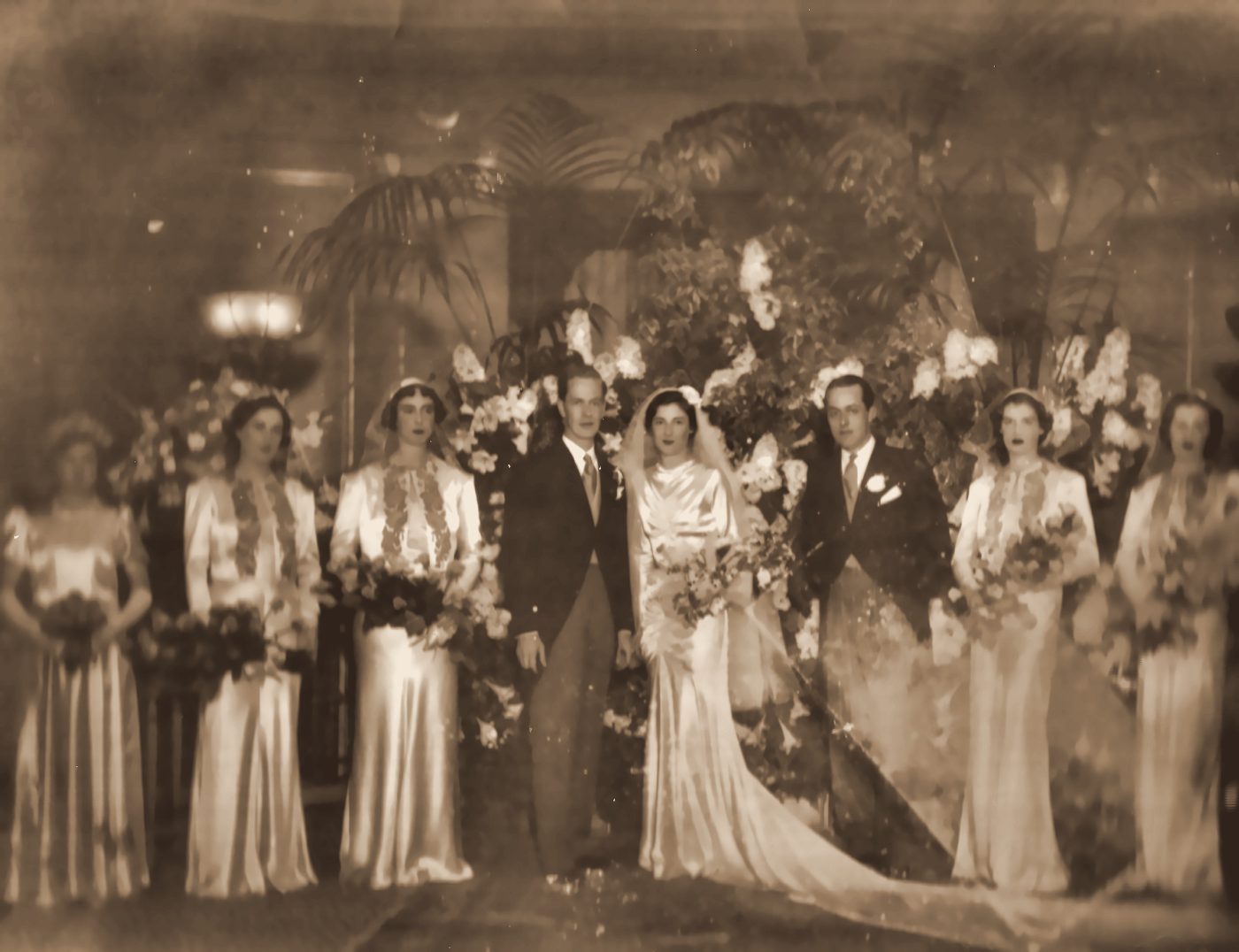 Banning and Diana’s wedding, London, 27 July 1937. The bridesmaids are not yet identified.