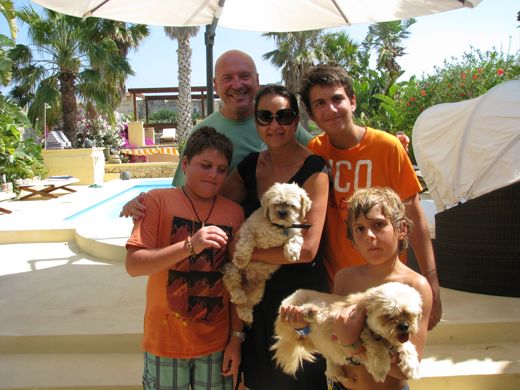 The boys with my uncle Giuseppe and aunt Patti at Thirtyseven, their small hotel on Gozo, June 2011.