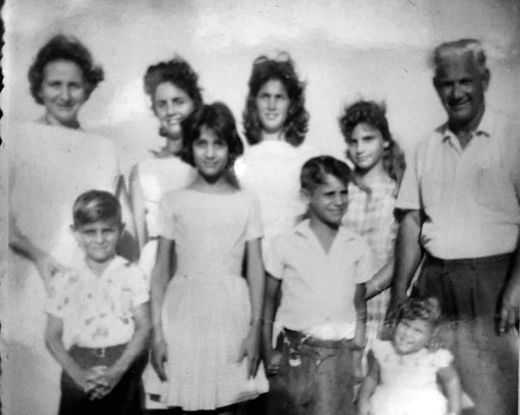 Chantal’s grandparents, Rupert and Thelma Carty, with their five daughters, Carolyn, Marjorie, Alison, Jillian and Helen, and with Randall and Richard. Carolyn is Chantal’s mother. Undated.