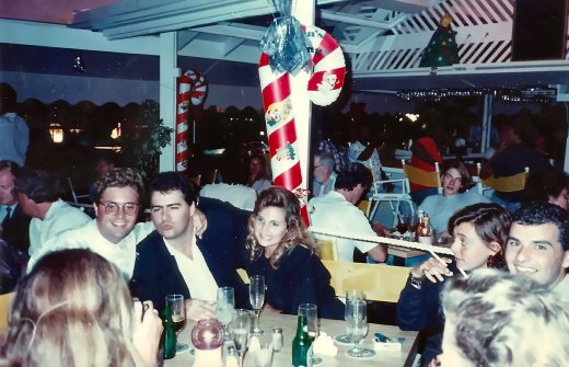 Chantal and me with friends at Cheri’s, St Maarten, around 1990.