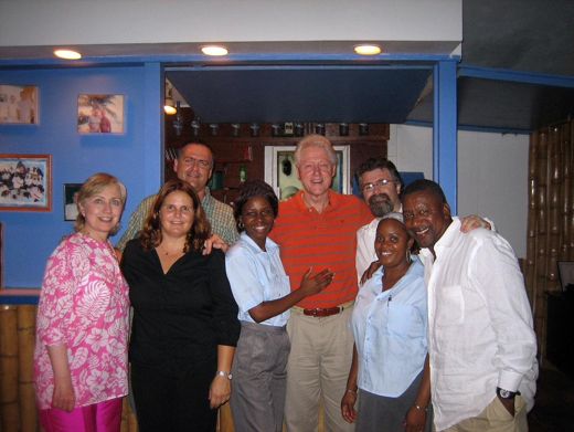 President and Senator Clinton with the night staff.