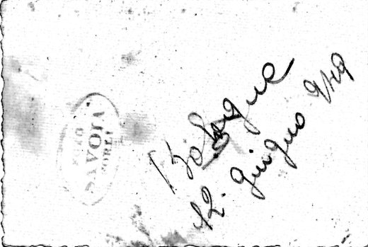 The back of the same print, dated Bologna, 12 June 1949.