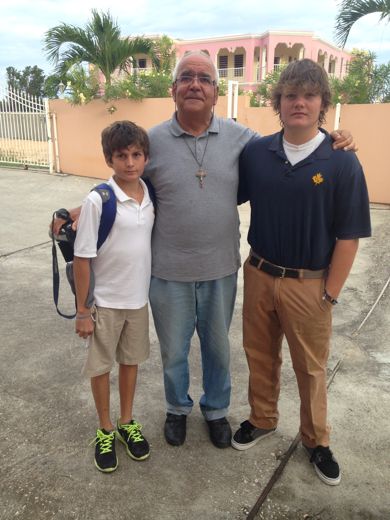 My uncle, Don Mauro, with Marco and Alessandro, Anguilla, 2014.