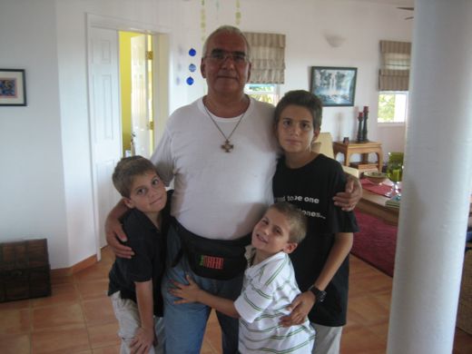 My uncle, Don Mauro, with the boys, December 2007, Anguilla.
