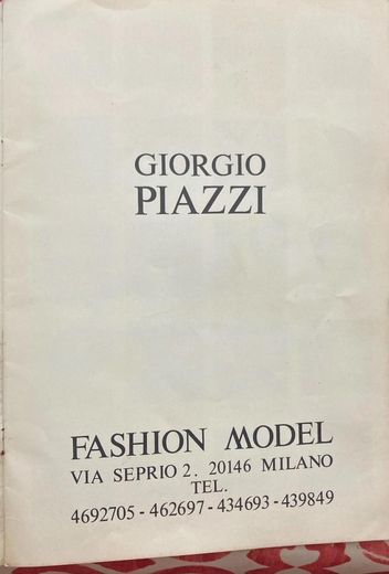 The cover: Giorgio Piazzi, Fashion Model, Via Seprio 2, Milano.