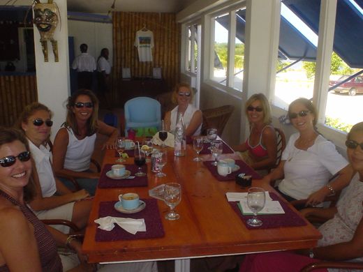The island girls at lunch, May 2003.