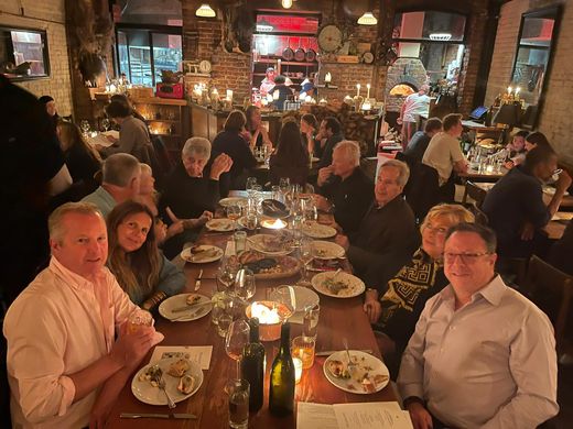 Trattoria friends at our friend Marc Forgione’s restaurant, Peasant, in New York, May 2024: Tom, Patti, Gunner, Michael, Jerry, Dale and Ed.