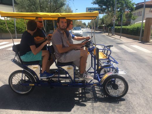 The boys and me pedalling around Riccione, June 2017.
