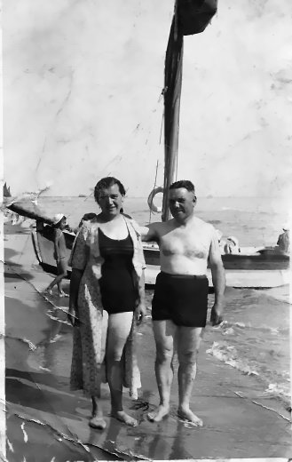My grandparents, Nonna Maria and Nonno Evaristo Piazzi, in Riccione, some time before Evaristo died in 1961.