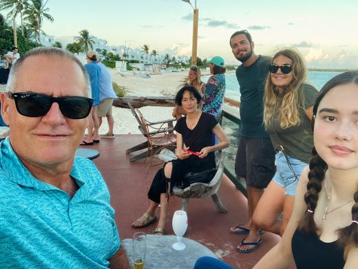 Sandrine Holt and her daughter Nicolette with us at Bankie’s in Anguilla, June 2024. In Milan, Sandrine was part of the Eye For I crowd who ate together, went out together and spent whole weekends together.
