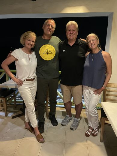 Sandy Spring friends from the classes of ’81, ’82 and ’85 in Anguilla, November 2022: Joyce, me, Craig and Jill.
